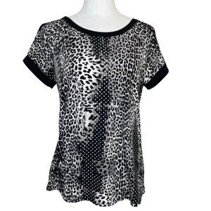 Diana Belle Women's Animal Print Short Raglan Sleeve Cowl Neck Blouse Sz M